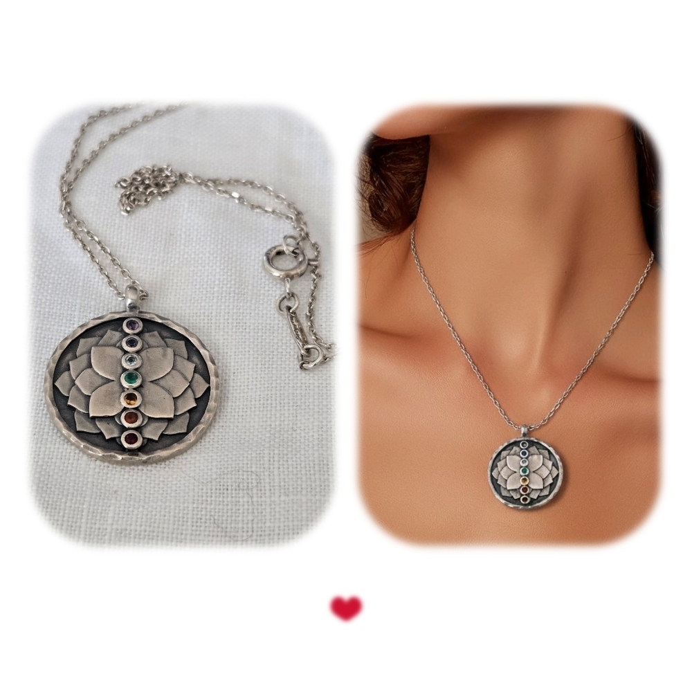 SATYA 925 Real Gems Chakra Pendant Necklace